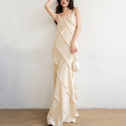 Maya Cream Ruffles Maxi Dress