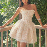 Christina Corset Floral Tulle Mini Dress