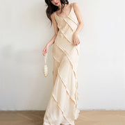 Maya Cream Ruffles Maxi Dress