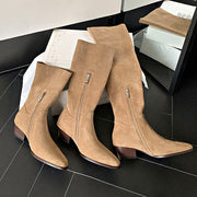 Lilia Snap Buttons Folded Suede Boots