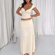 Kelinda Cream Ruffles Charm Top & Maxi Skirt