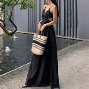 Kellie Black Cut Out Ruched Maxi Dress