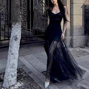 Callie Dark Romance Sheer Mesh Maxi Dress