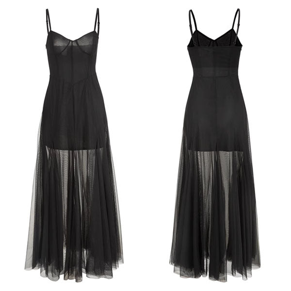 Callie Dark Romance Sheer Mesh Maxi Dress