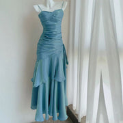 Pamela Glacier Blue Enchanting Ruffled Tiered Maxi Dress