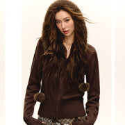 Elle Faux Fur Trimmed Knit Hoodie