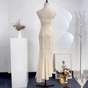 Regina Ivory Floral Embroidered Lace Ruched Maxi Dress