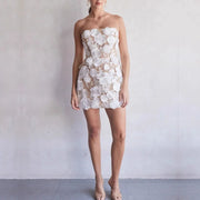 Isabelle Floral Embroidered Mini Strapless Dress