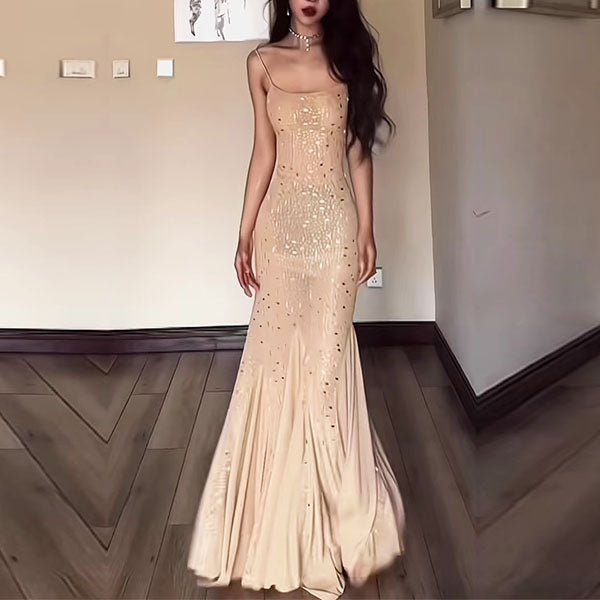 Ann Embellished Glitter Bodycon Pixie Hem Maxi Dress