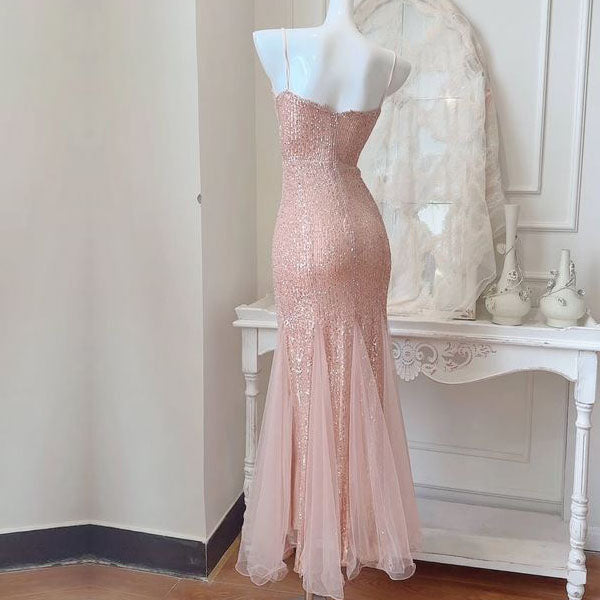 Aurora Radiance Rose Gold Sequin Mermaid Dress