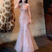 Aurora Radiance Rose Gold Sequin Mermaid Dress