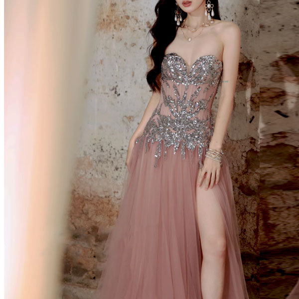 Selene Glow Blush Strapless Tulle Dress