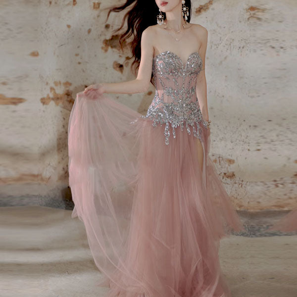 Selene Glow Blush Strapless Tulle Dress