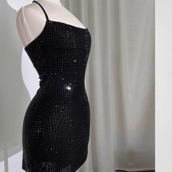 Zoey Sparkling Glitter Halter Mini Dress