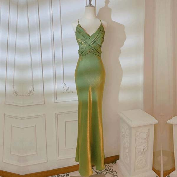 Marilyn Green Cross Back Evening Maxi Dress