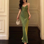 Marilyn Green Cross Back Evening Maxi Dress