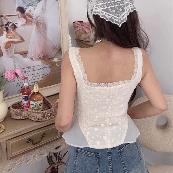 Cream lace tank top hotsell