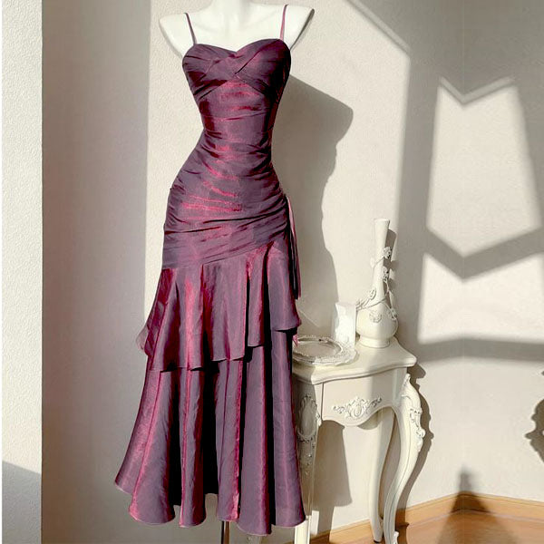 Pamela Dark Mauve Enchanting Ruffled Tiered Maxi Dress