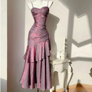 Pamela Dark Mauve Enchanting Ruffled Tiered Maxi Dress