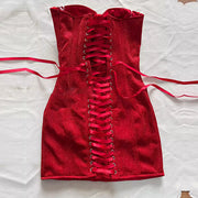 Scarlett Shimmering Red Corset Mini Dress