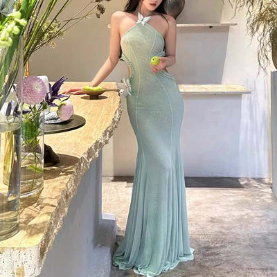 Rosie Sophistication Halter Mermaid Maxi Dress