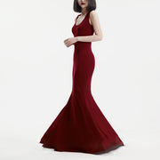 Hallie Burgundy Red Mermaid Hem Dress