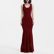 Hallie Burgundy Red Mermaid Hem Dress