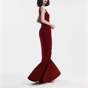 Hallie Burgundy Red Mermaid Hem Dress