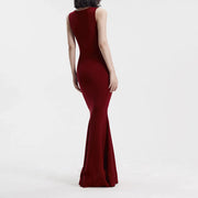 Hallie Burgundy Red Mermaid Hem Dress