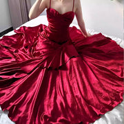 Audrey Vivid Scarlet Tiered Evening Dress