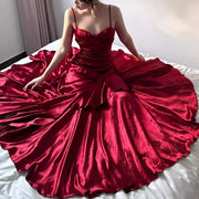 Audrey Vivid Scarlet Tiered Evening Dress