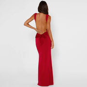 Lina Embrace Backless Dress with Satin Bow