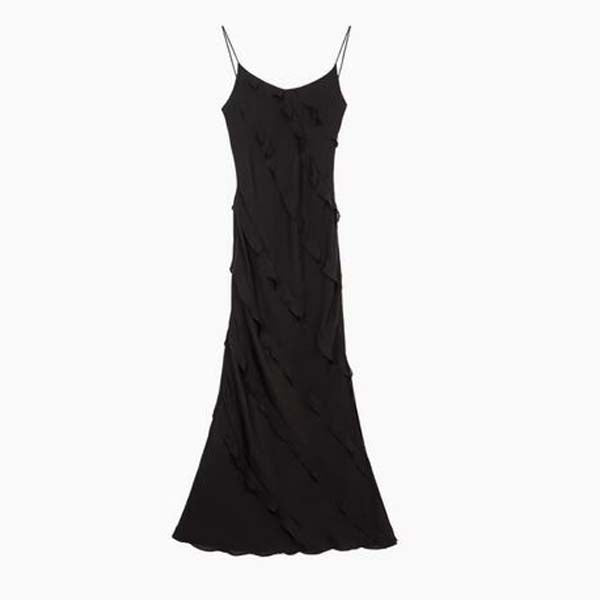 Jessica Black Ruffles Maxi Dress