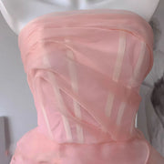 Rosalie Baby Pink Strapless Rose Tiered Gown