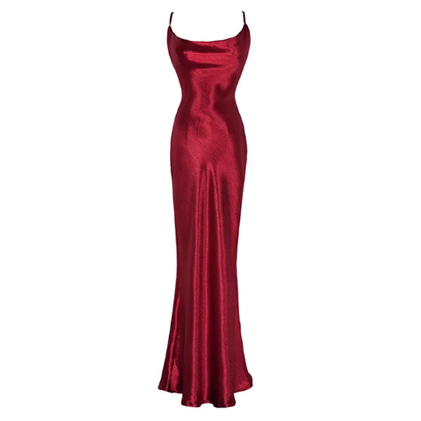 Lara Glamorous Red Satin Open Back Dress