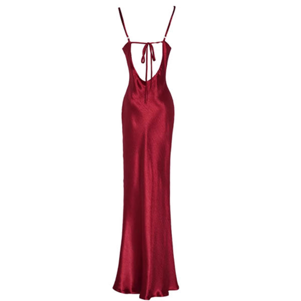 Lara Glamorous Red Satin Open Back Dress