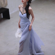 Eloise Periwinkle Blue Strapless Asymmetrical Evening Gown