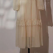 Debra Elegant Vintage-Inspired Lace Chiffon Dress