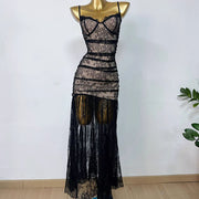 Amie Elegant Black Floral Lace Evening Dress