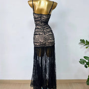 Amie Elegant Black Floral Lace Evening Dress