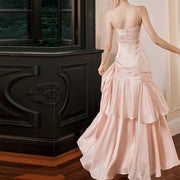 Pamela Pastel Pink Enchanting Ruffled Tiered Maxi Dress