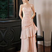 Pamela Pastel Pink Enchanting Ruffled Tiered Maxi Dress