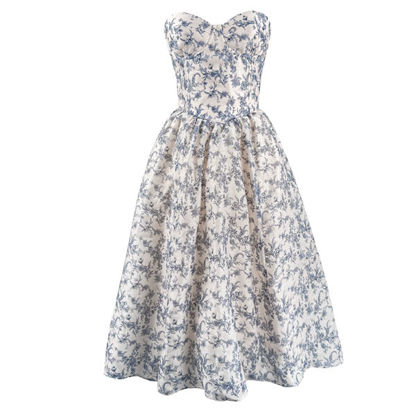 Evangeline Enchanting Strapless Floral Midi Dress