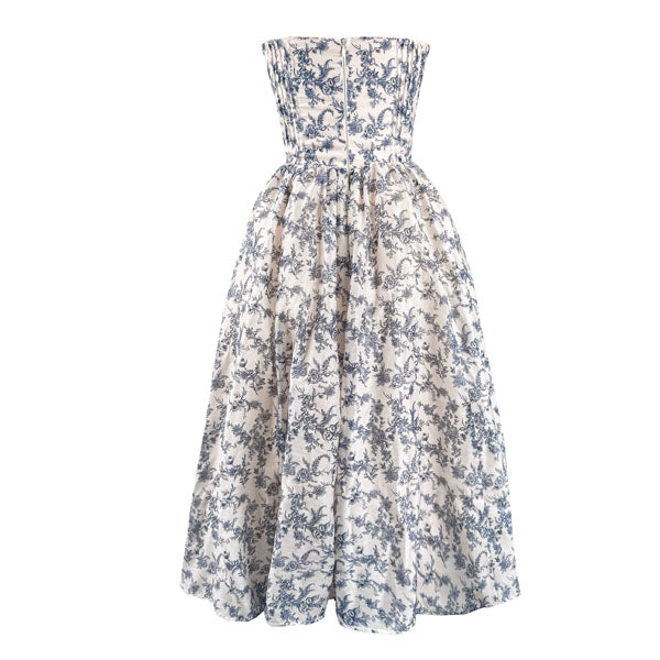 Evangeline Enchanting Strapless Floral Midi Dress